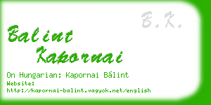 balint kapornai business card